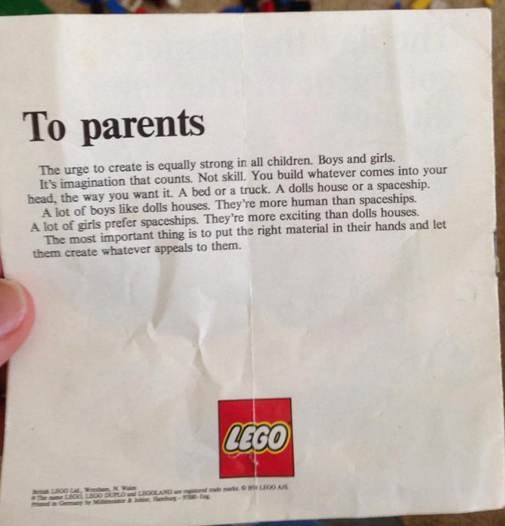 Lego Note to Parents 1974