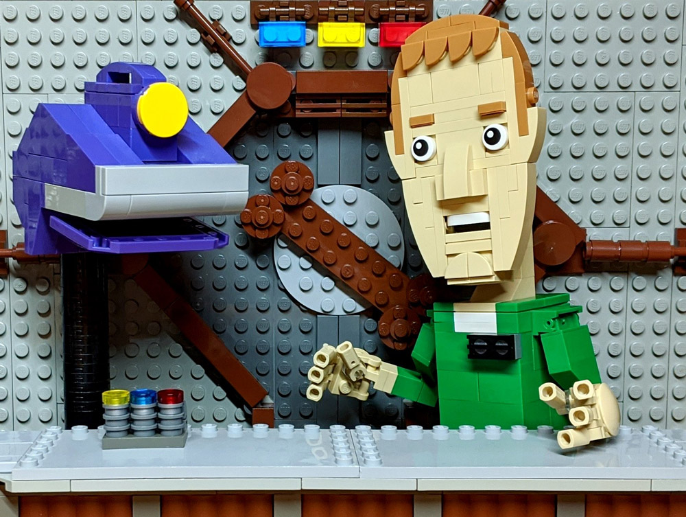Mike, Gypsy, And Cambot In A Lego Mystery Science Theater 3000
