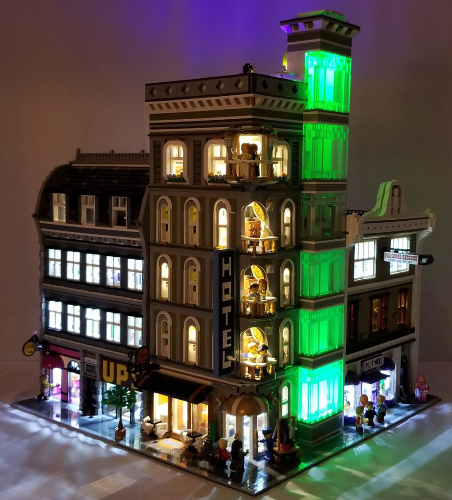 The Grand Billund - A Modular Hotel - Night - Lego MOC