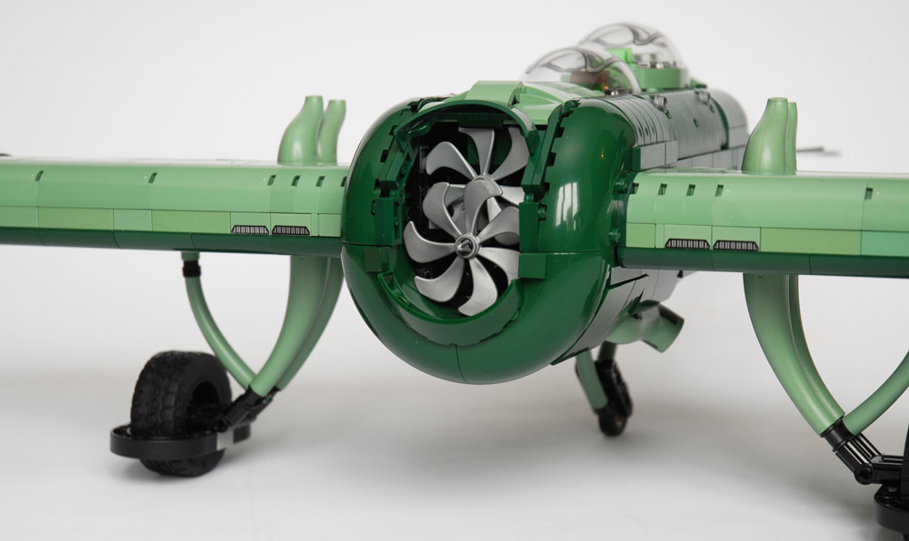 This FW-808 Skyraider Has Nice Curves, Lego MOC Engine Detail